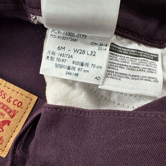 Levi’s Purple/Plum Straight Leg Denim Jeans Size 6M (28x28) Cotton Blend Stretch - Picture 8 of 10